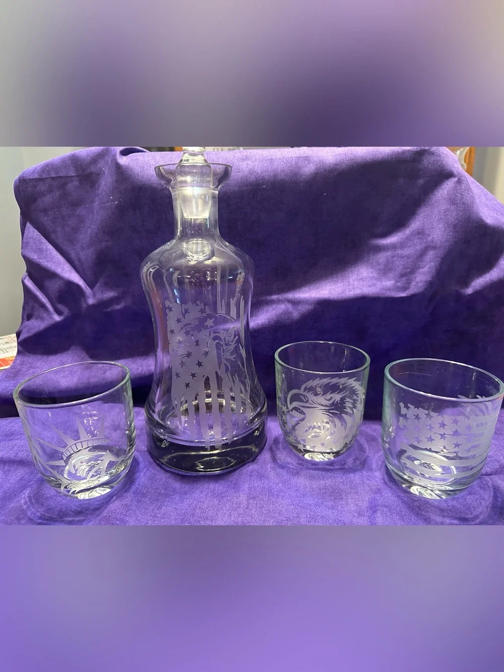 Etched Glass Patriot Tumbler Set - Clear